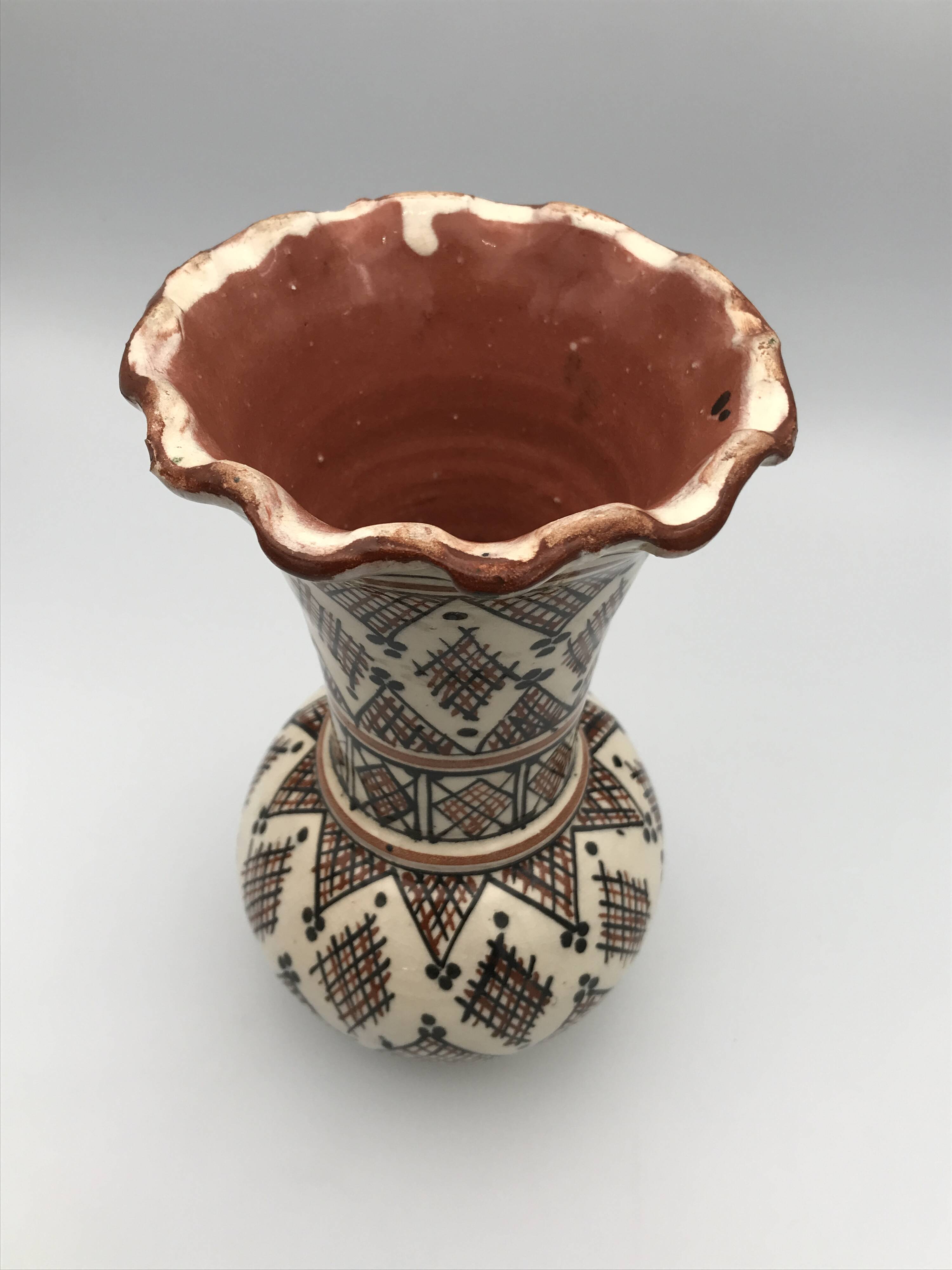 Vintage safi glazed ceramic vase with collar