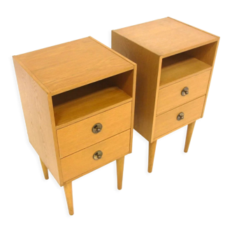 Set of 2 oak bedside tables, Sweden, 1970