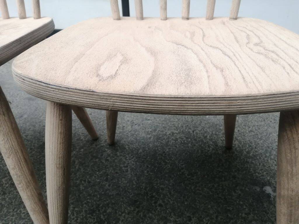 4 Raw wooden chairs