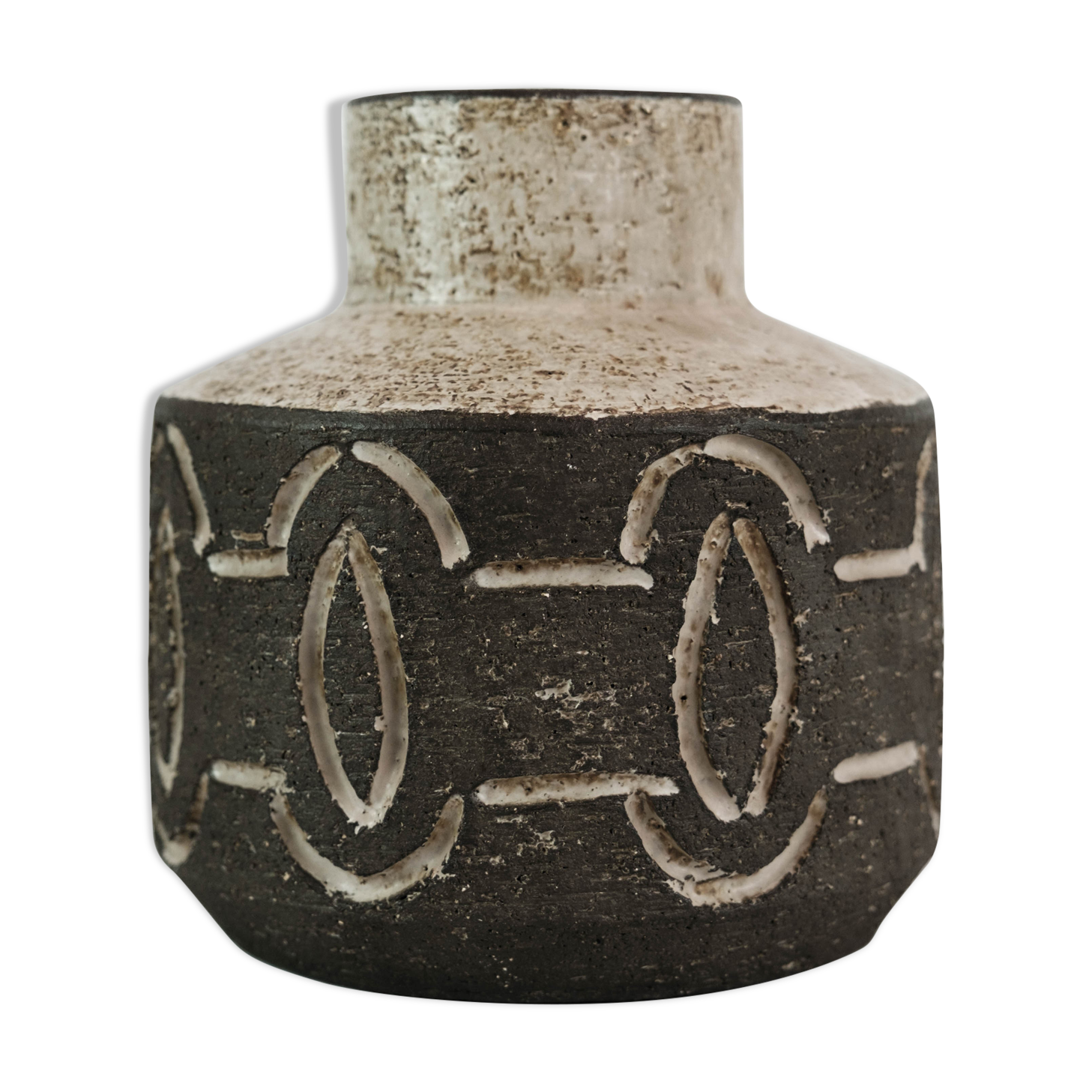 Ceramic vase in dark nuances by Loevemose Ceramics, 1960s