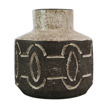 Vase en céramique aux nuances sombres par Loevemose Ceramics, années 1960