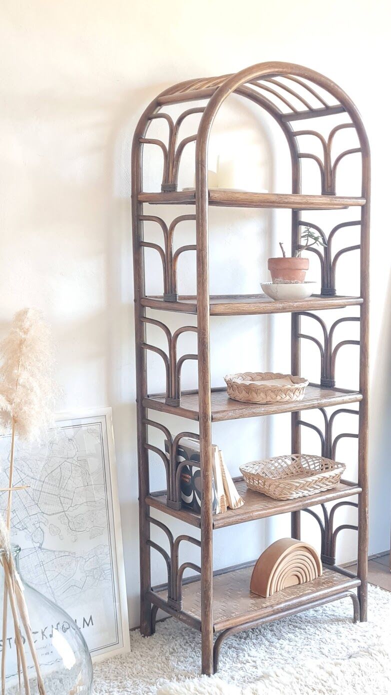 Vintage rattan library from the 70s