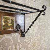 Early 20th Century Dutch Oak Wall Coat Rack with Decorative Tiles, 1950s