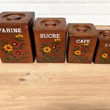 Set of 4 wooden spice jars