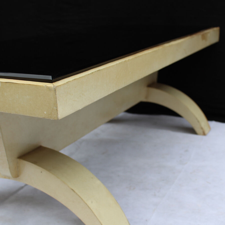 Black opaline and parchment coffee table