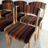 Set of 6 Baumann gondola chairs, Stamped NF
