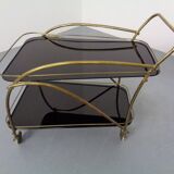 Mid-Century French Brass & Glass Serving Bar Cart, 1960s