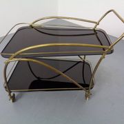 Mid-Century French Brass & Glass Serving Bar Cart, 1960s