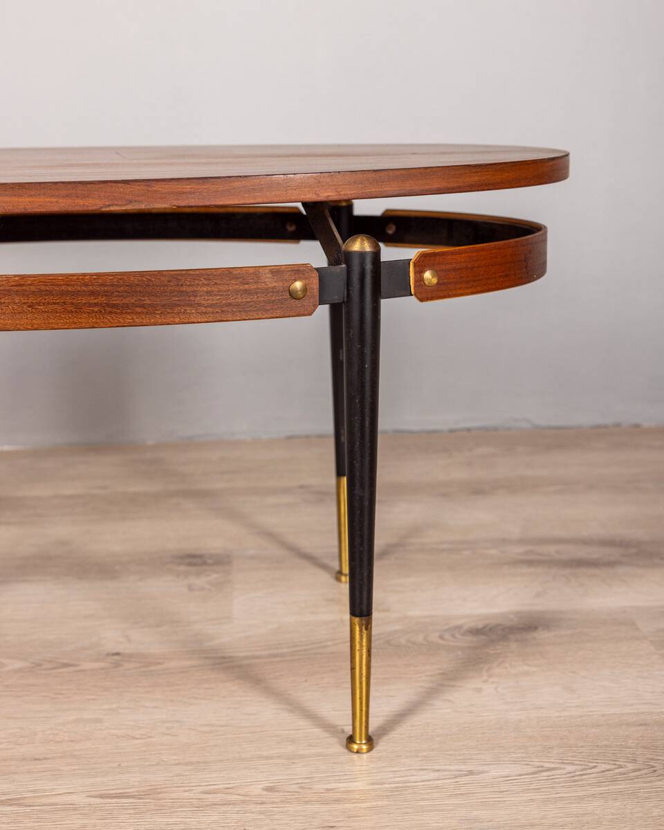 Table basse vintage en bois des années 60, design italien