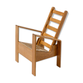 Fauteuil moderniste hollandais en chêne, années 1980