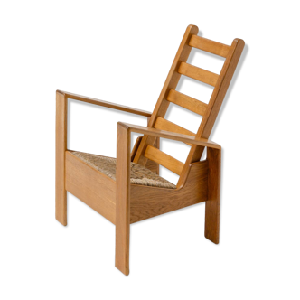 Fauteuil moderniste hollandais en chêne, années 1980
