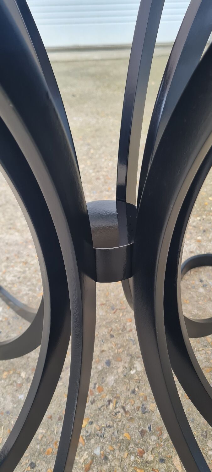 Space Age table in steel with smoked glass top, 1970