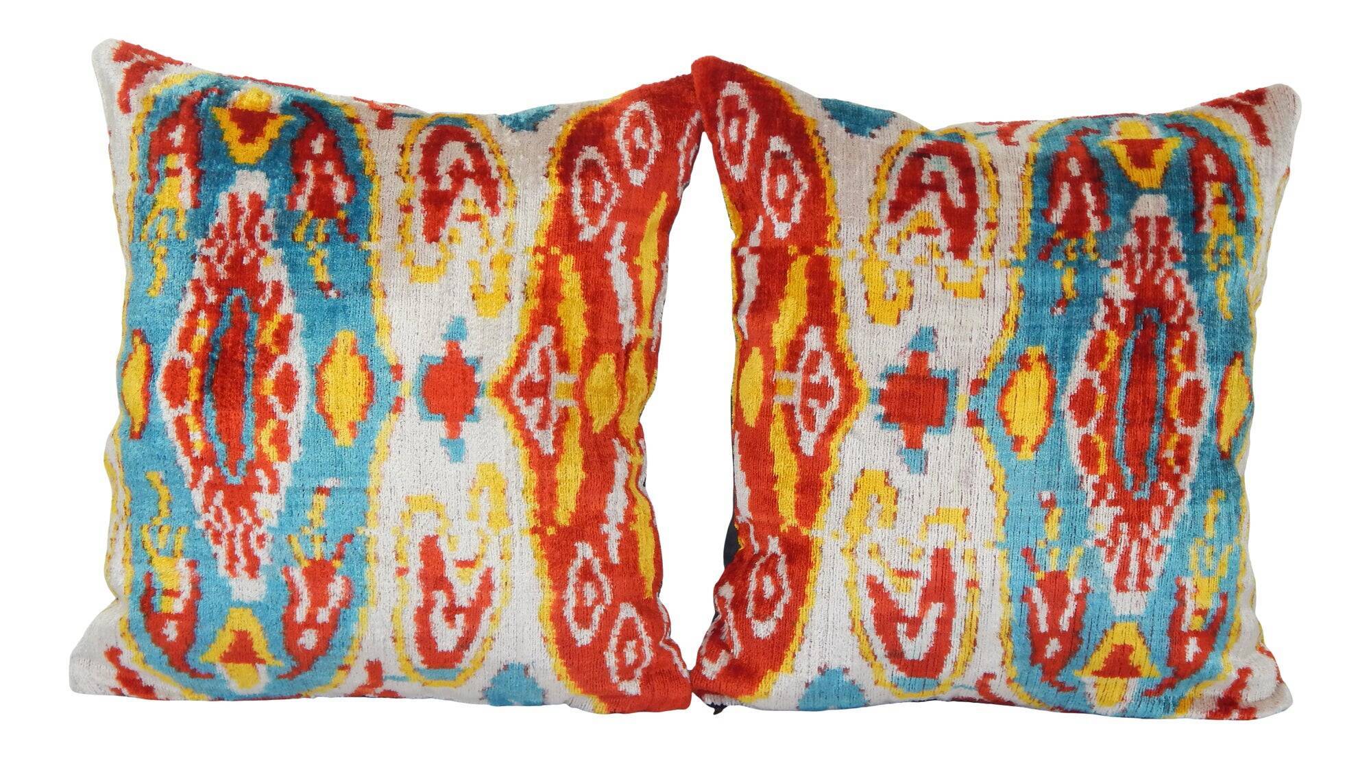 Set of 2 vintage ikat cushion covers 41x41 cm