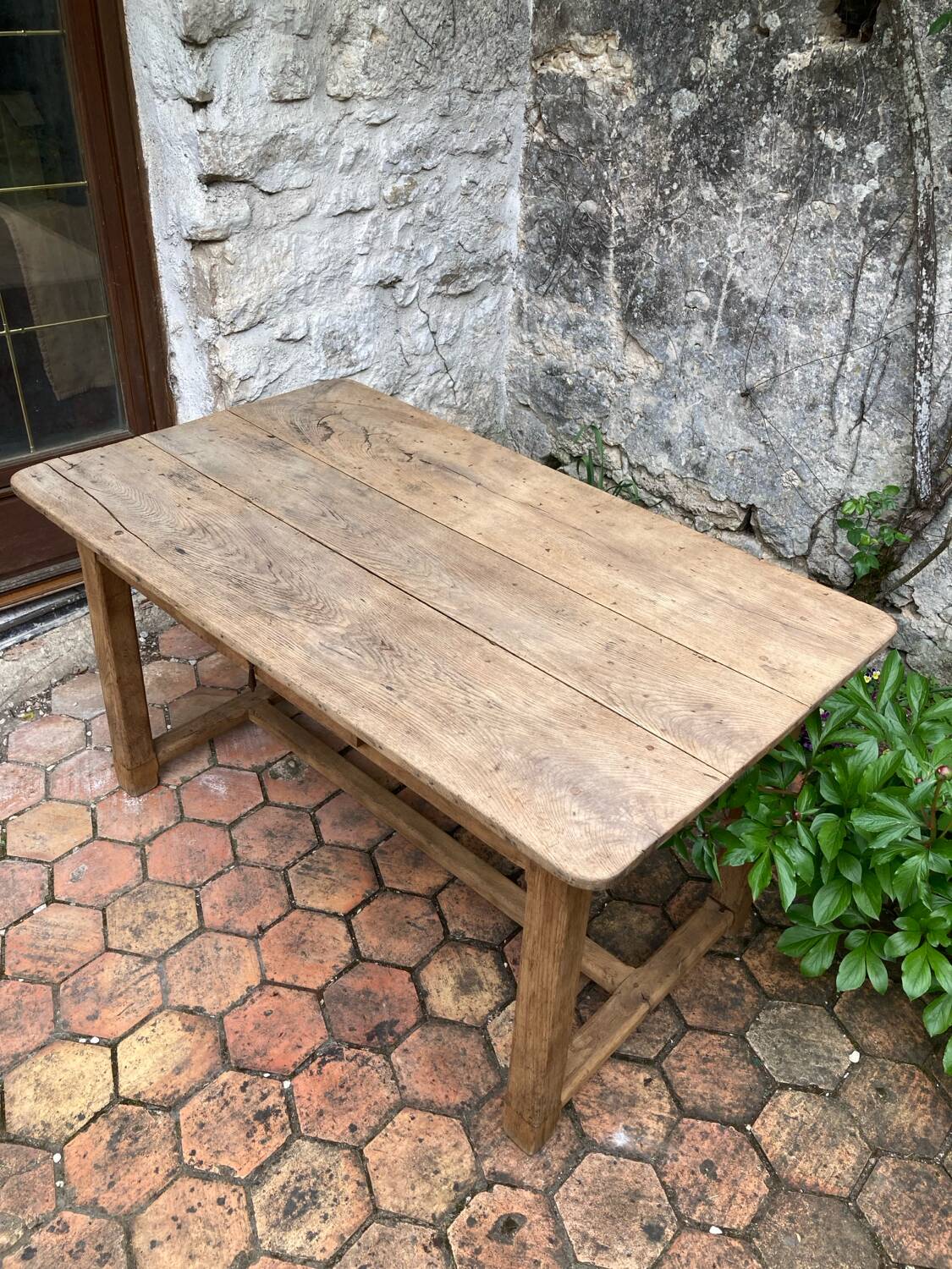 Old farmhouse table made of solid wood