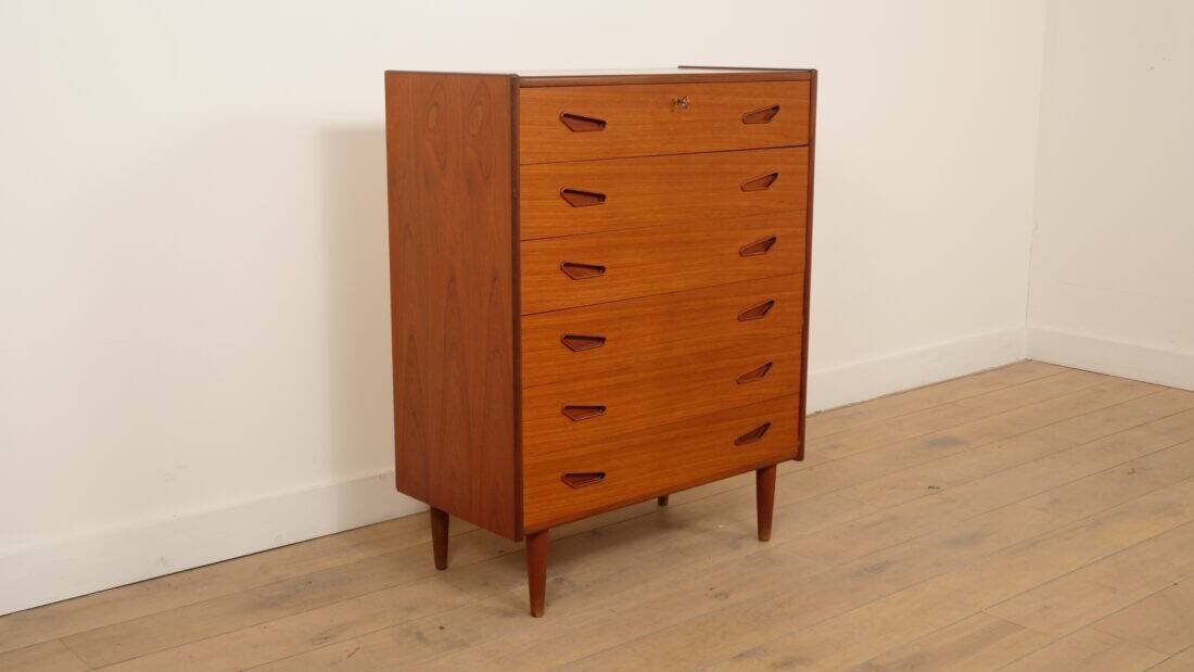 Commode danoise vintage 6 tiroirs en teck