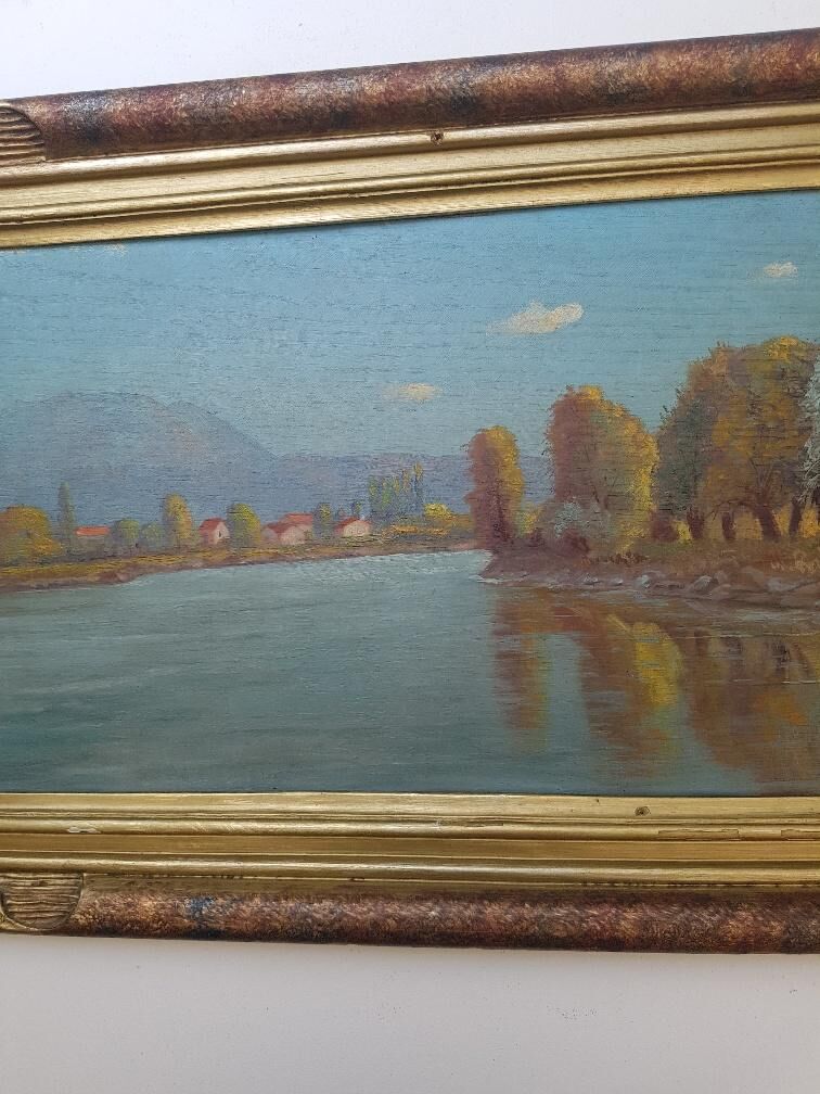 Landscape by Paul Berthier, oil on panel