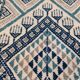 Traditional handmade white blue and gray margoum carpet, 100x72 cm