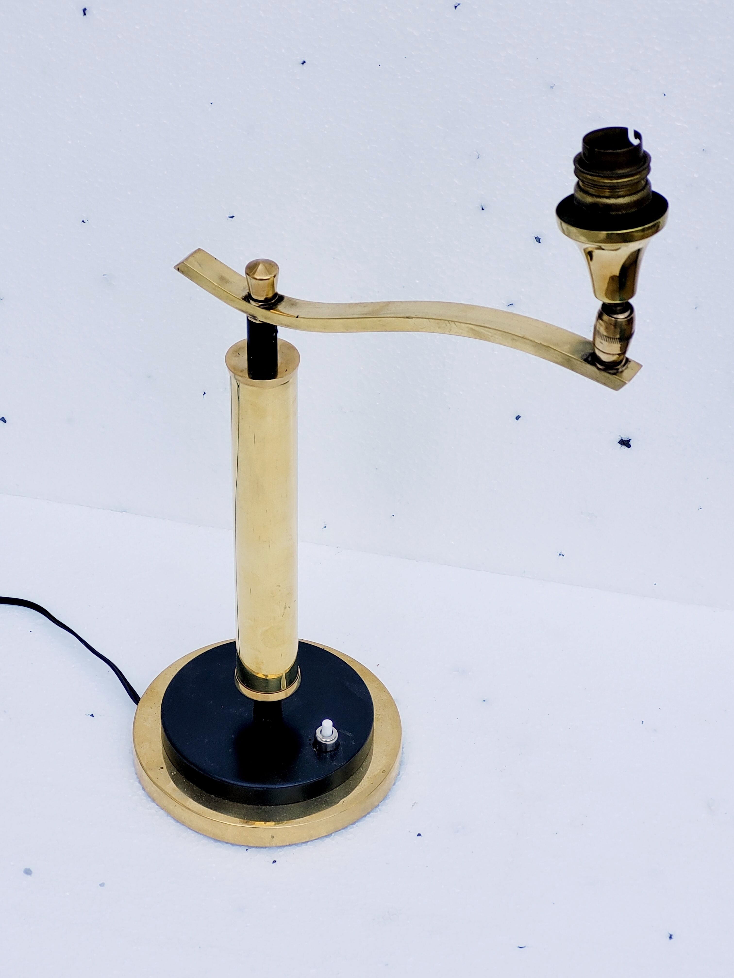 Brass lamp foot gallows arms, 30s Jules Leleu