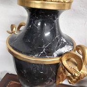 Antique Lumi pair of large marble and mercury-gilt bronze candelabras