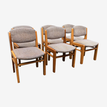 Suite de 6 chaises en orme vintage 1970