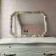 Vintage floral mirror in wood and cut glass, 80s