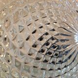 Round glass ceiling lamp diamond tips, vintage 60/70s