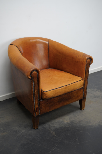 Club armchair in leather color cognac Netherlands