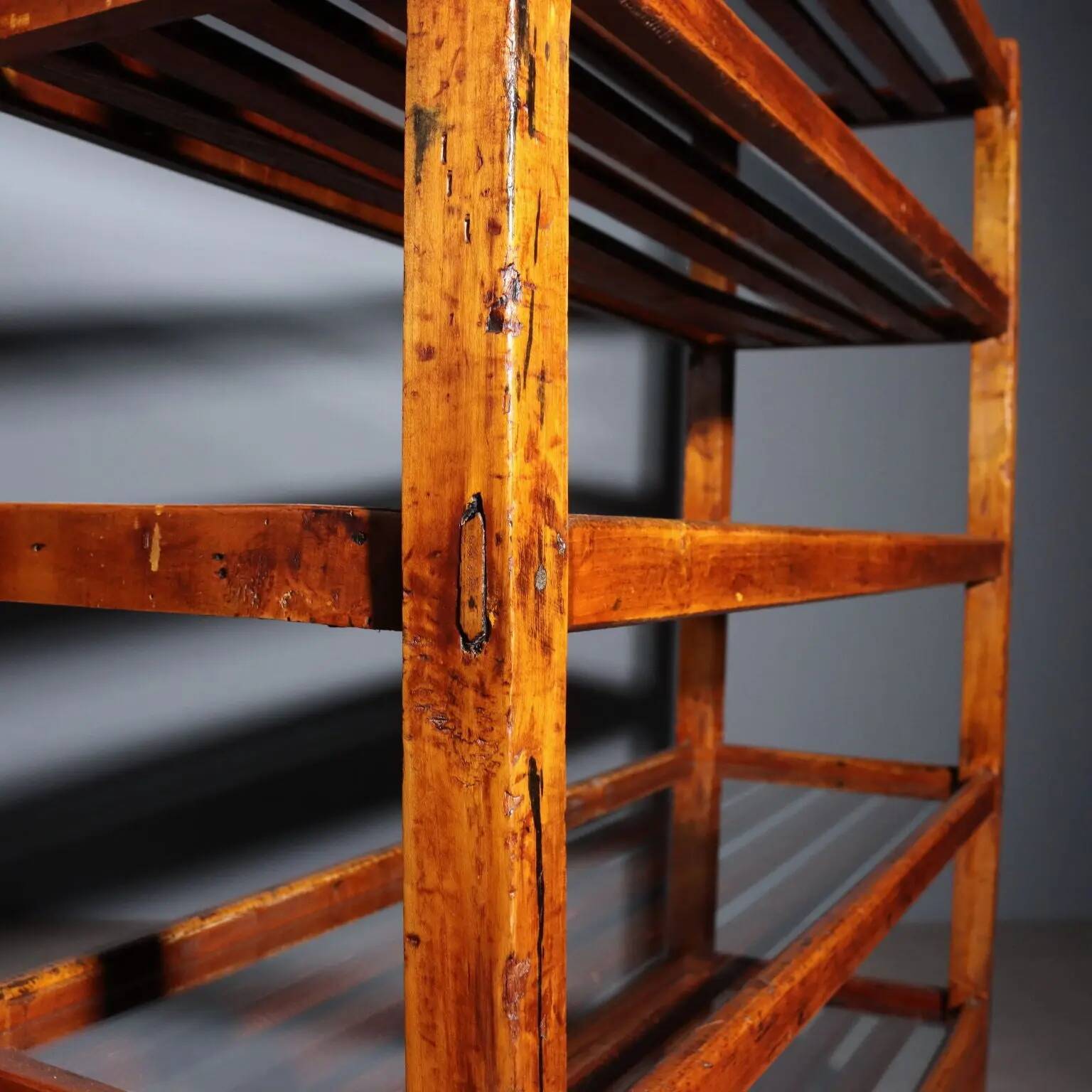 Antique library in painted fir walnut, Italy, early 20th century.