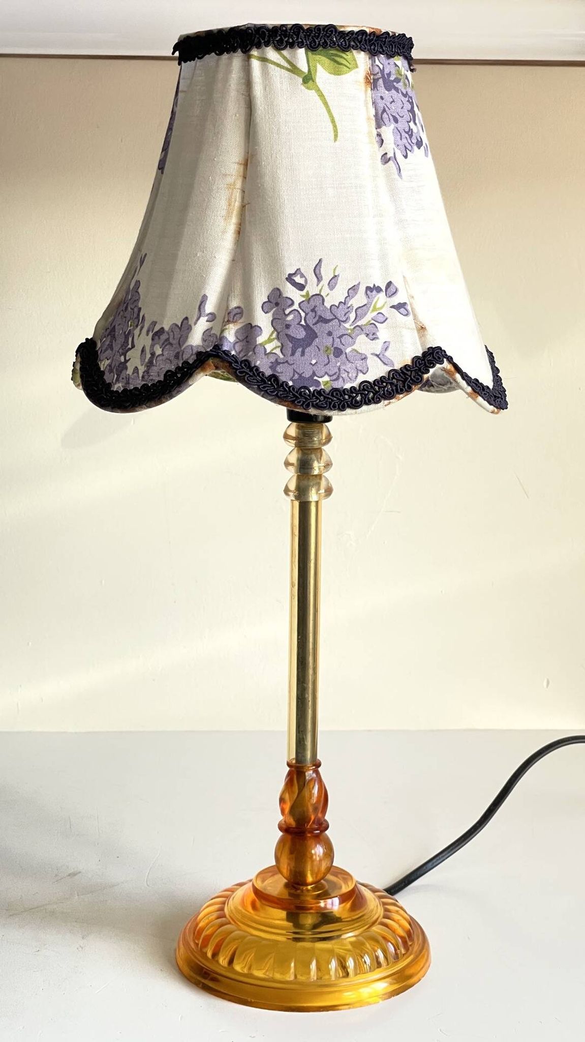 LAMPSHade Plexiglass and Lilac Fabric VINTAGE