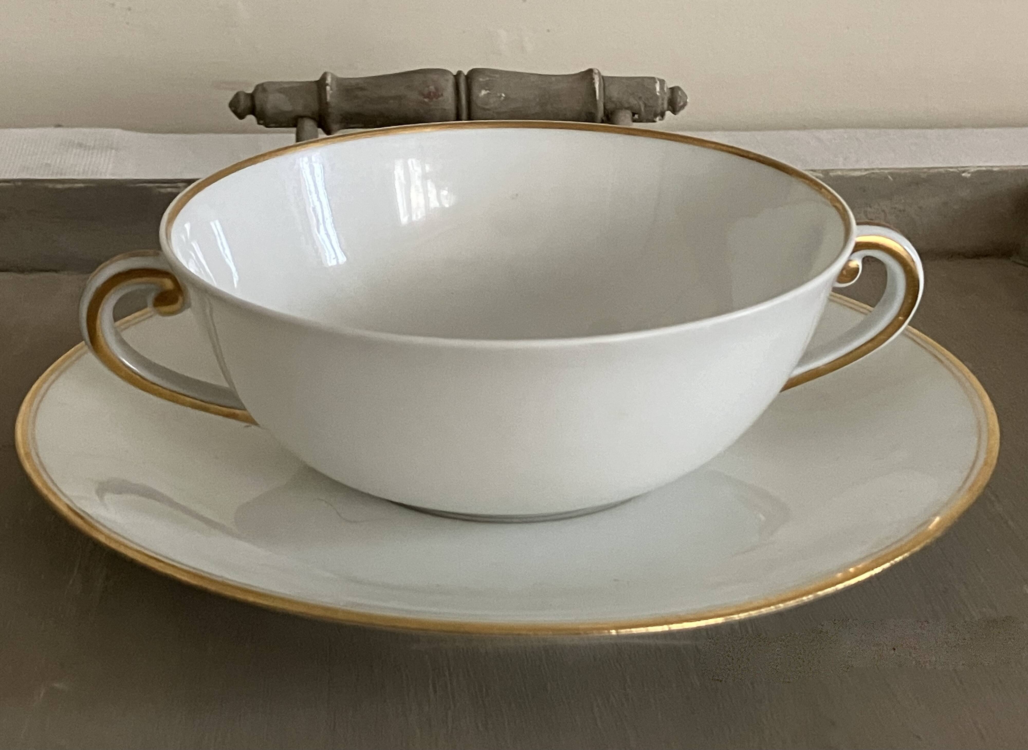 3 broth cups, Limoges porcelain - A. VIGNAUD