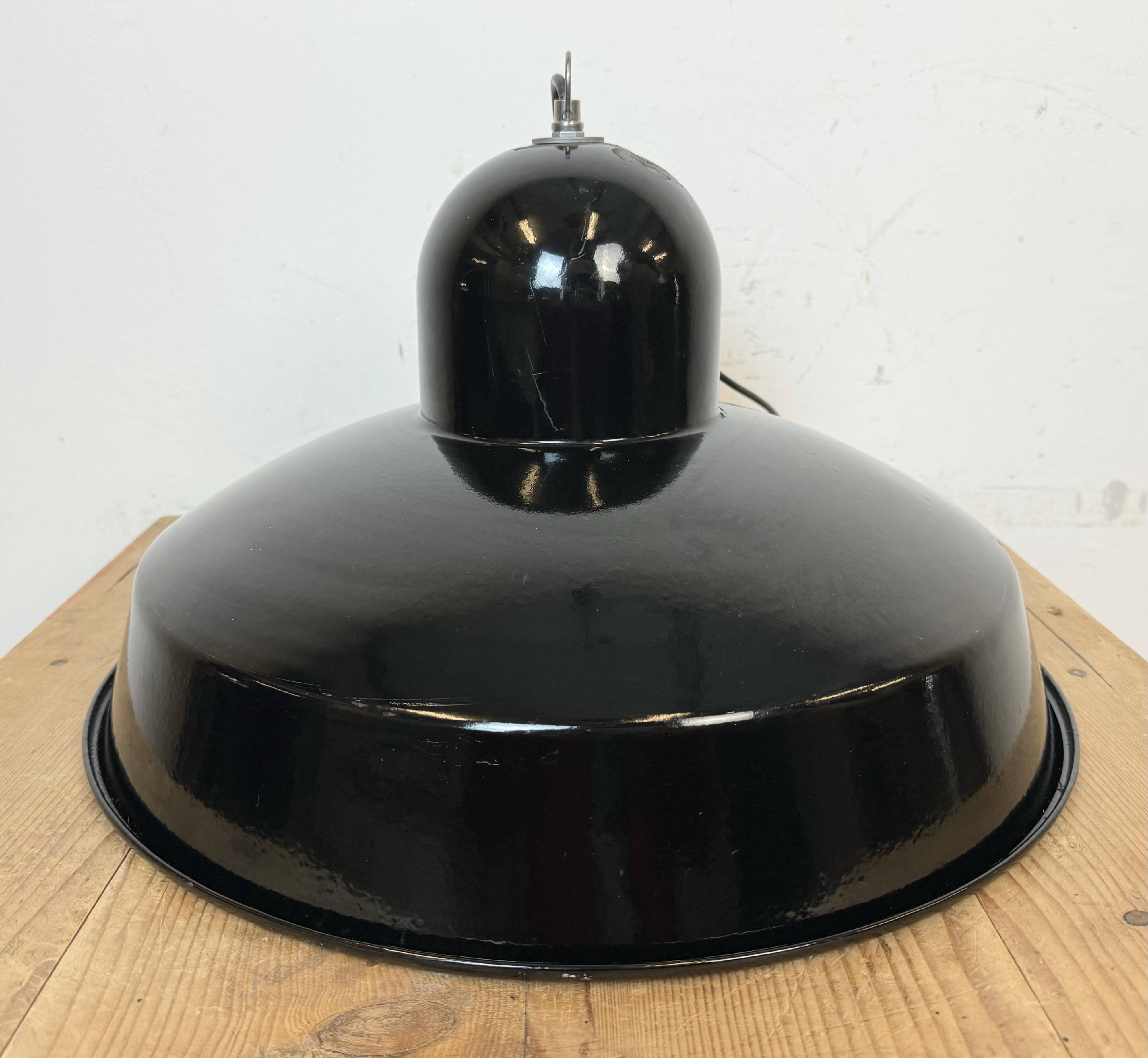 Industrial Black Enamel Factory Pendant Lamp, 1960s