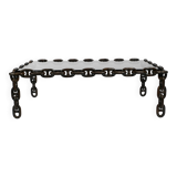 1970s XL Coffee Table Made of Nautical Iron Chain and a Thick Smoked Glass