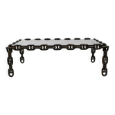 1970s XL Coffee Table Made of Nautical Iron Chain and a Thick Smoked Glass