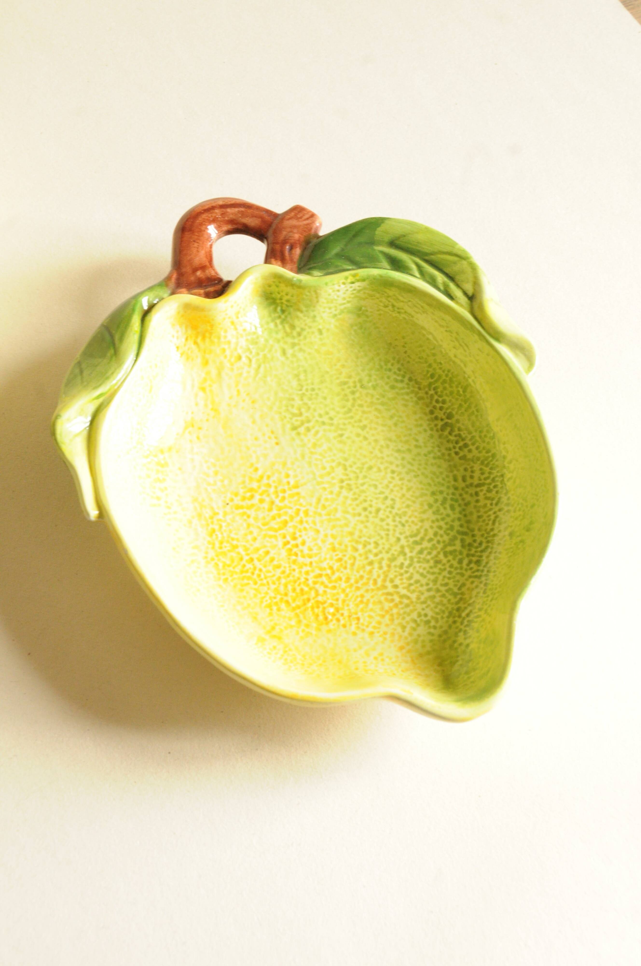 Lemon Barbotine Plate – Yellow Green Bowl – Mediterranean Dish