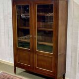 Louis XVI style bookcase in mahogany and marble top from the 70s