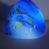Suspension  en verre moucheté  bleue