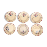 6 assiettes creuses vintage en faïence de Luneville modèle Evreux