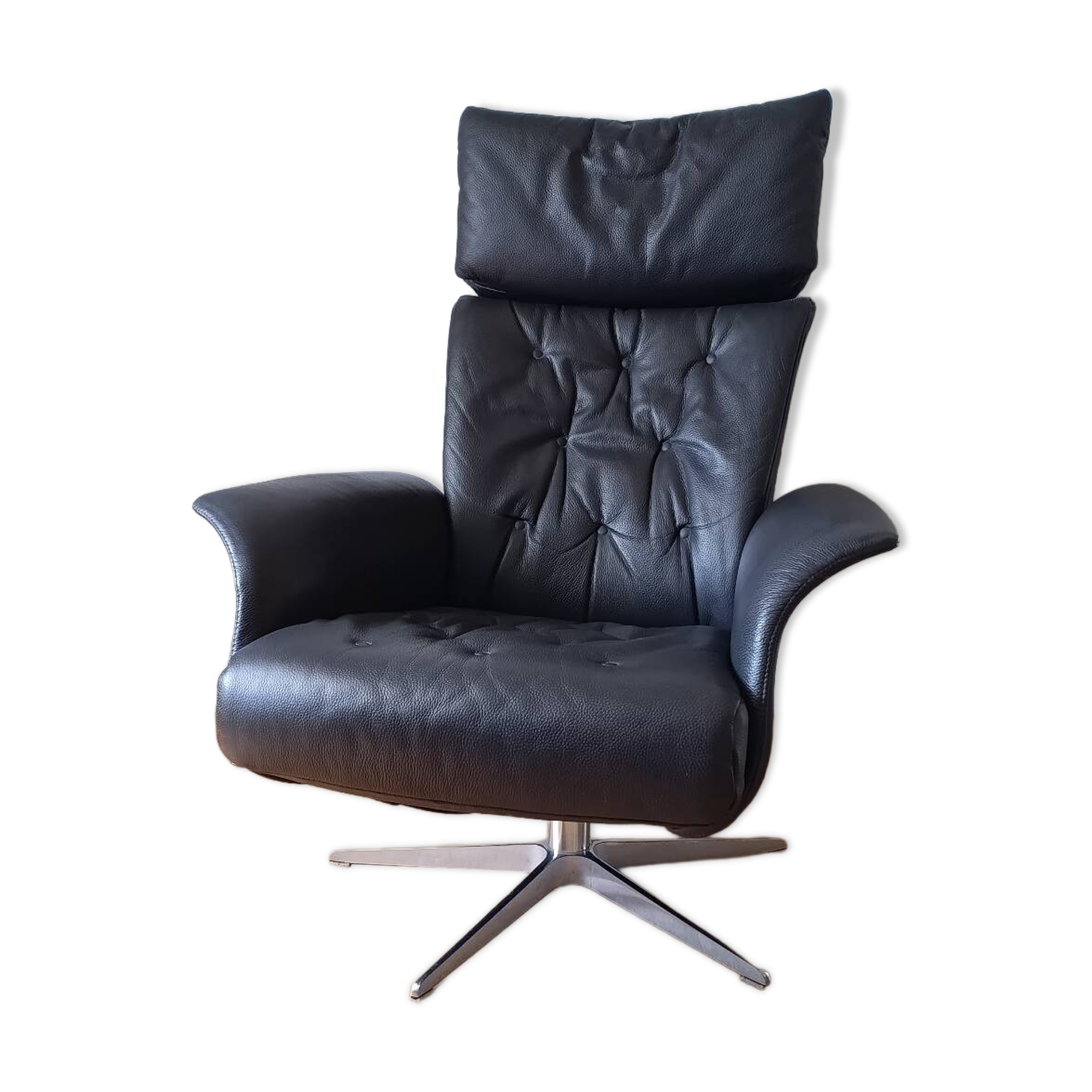 Fauteuil cuir relax Hjort Knudsen gris anthracite