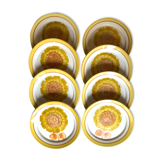 Series of eight Sarreguemines plates