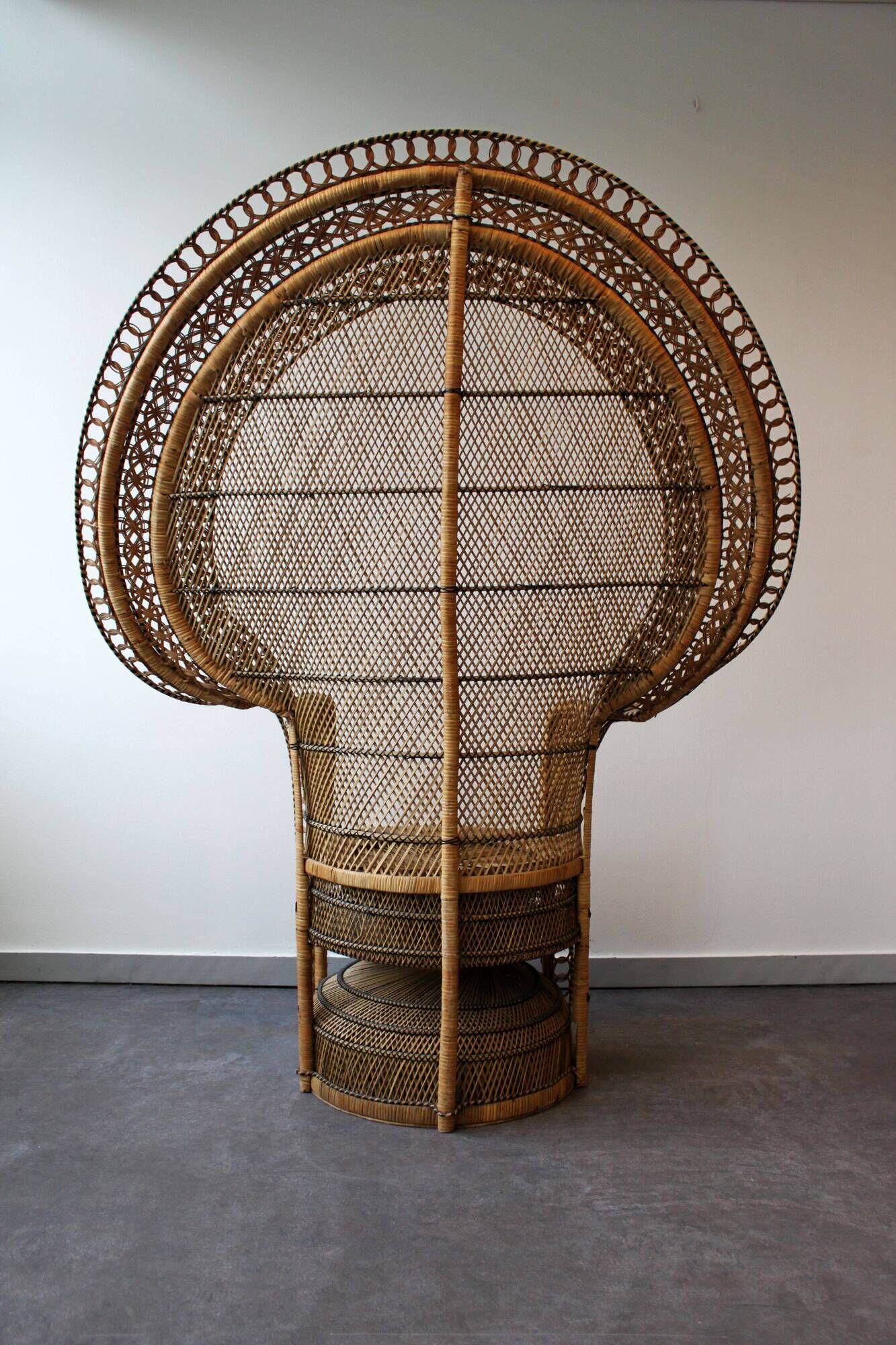 Vintage Emmanuelle de Kok armchair in wicker and bamboo 1970