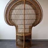 Vintage Emmanuelle de Kok armchair in wicker and bamboo 1970