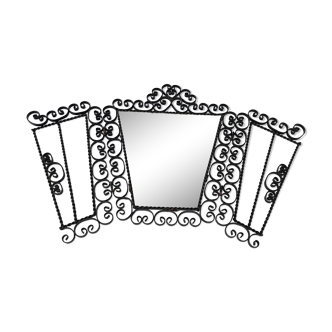 Wrought iron frame mirror with flaps