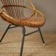 Fauteuil  rotin osier bambou vintage décoration scandinave enfant chaise rétro piètement métal noir
