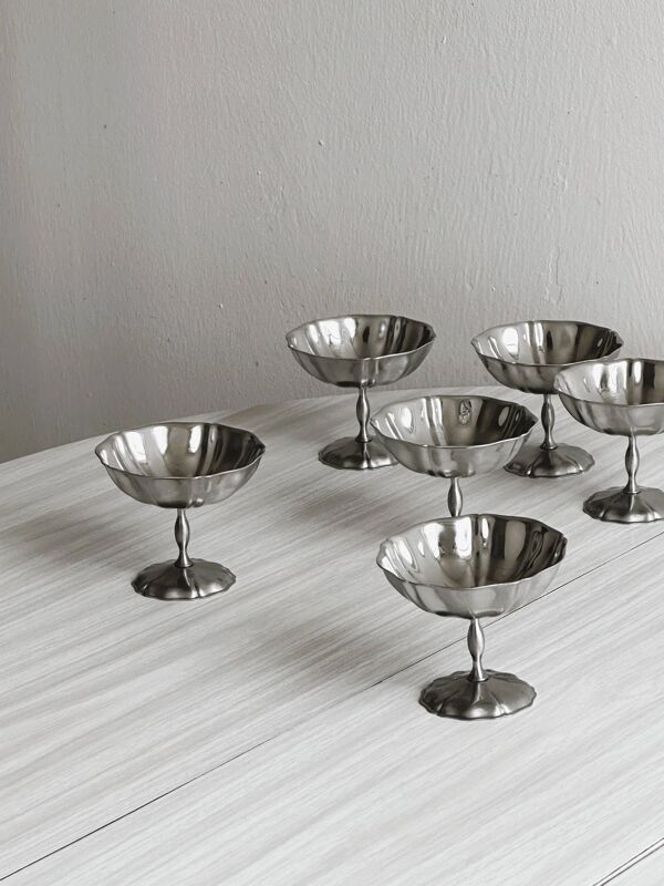 Lot de 6 coupelles vintage en inox