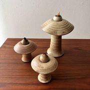 Set of three ceramic mushroom oil lamps by Freek Berends from the 1970s.