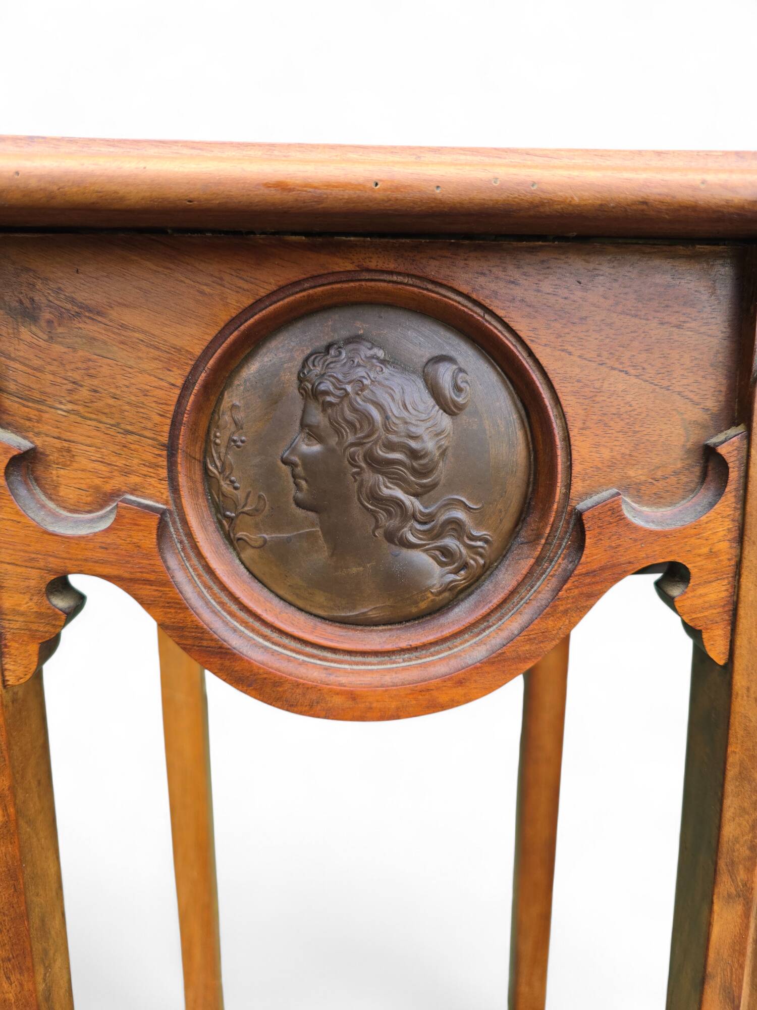 Tall Art Nouveau carved wooden side table