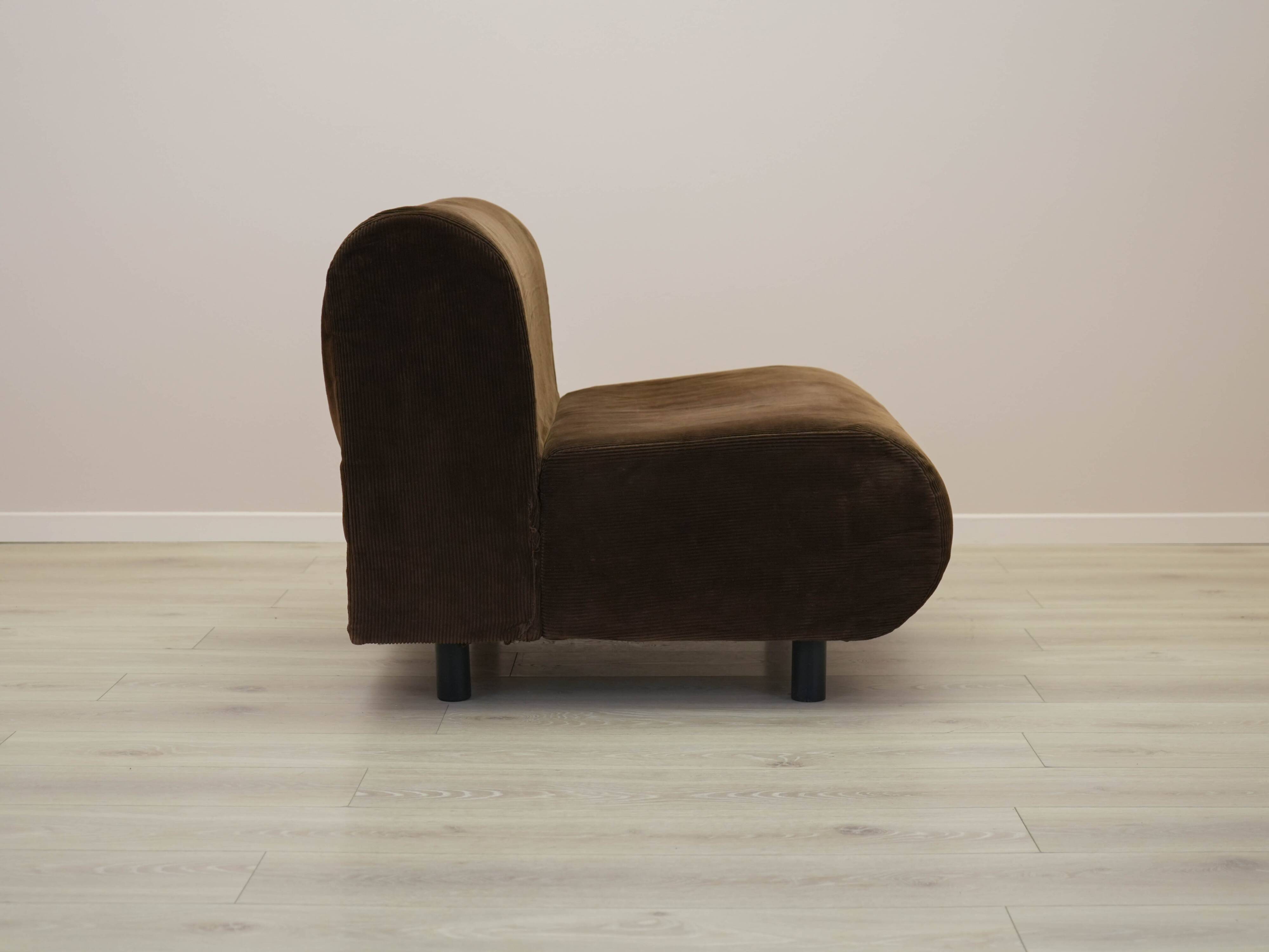 Brown armchair, Italian design, 1970s, made in Italy