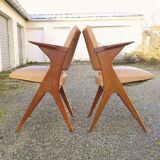 Chairs bridges vintage skai and wood feet compass