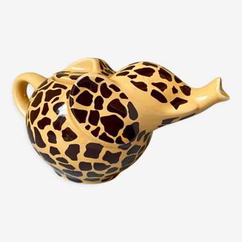 Teapot elephant glazed ceramic collector Giraffe 70s-80s