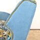 2-Seater Bench in Azure Blue Fabric – 1940s